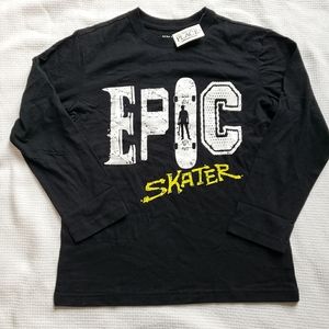 The Children's Place Graphic Long Sleeve Top, Black, Boys Youth Medium 7/8 (NWT)